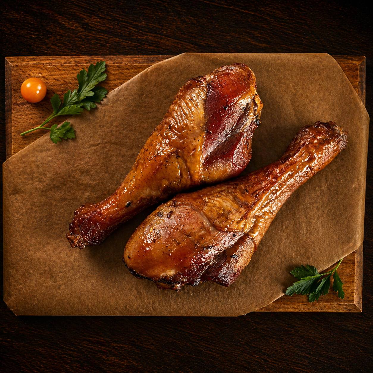 Голень индейки горячего копчения на дровах, вкус деревни 1 Голень индейки горячего копчения на дровах, вкус деревни